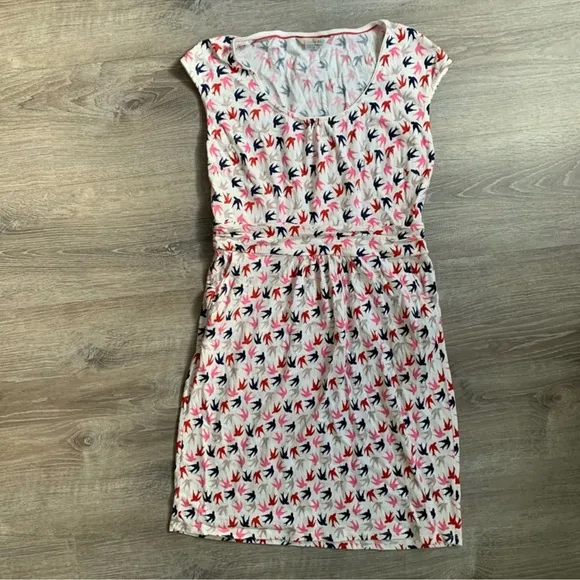 🐦 Boden Margot Jersey Swallow Bird Pin Up Retro Mad Men Dress 14 R w/ POCKETS!