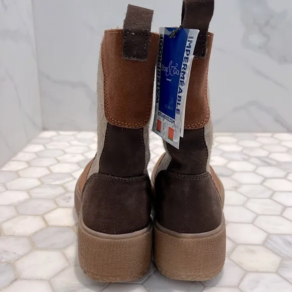 🆕 Bos. &amp; Co. Ignite Suede Whisky/Beige/Coffee Zip Up Waterproof Boots Size 6.5