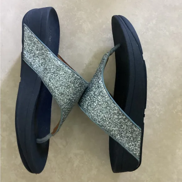 ♦️ FITFLOP Shimma Glitter thong flip flops Sz 11 sandals athletic EUC