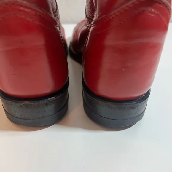💋 Justin red leather riding casual party mid calf boots size 6