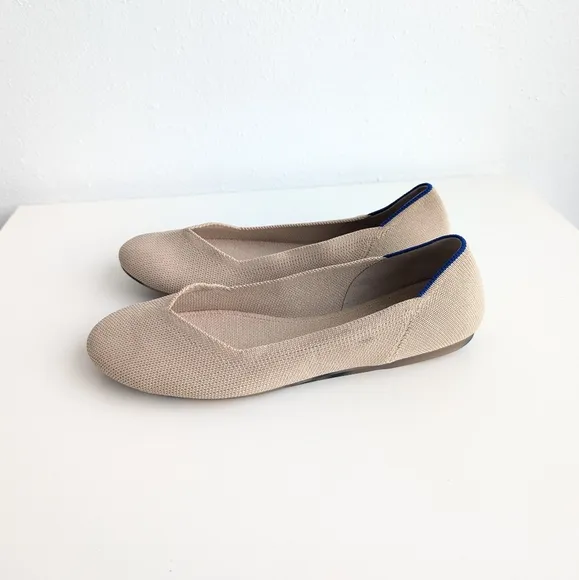 🌿 Rothy's The Flat In Ecru Beige Ballet Round Toe Slip On Women's Shoes