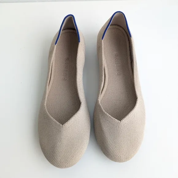 🌿 Rothy's The Flat In Ecru Beige Ballet Round Toe Slip On Women's Shoes
