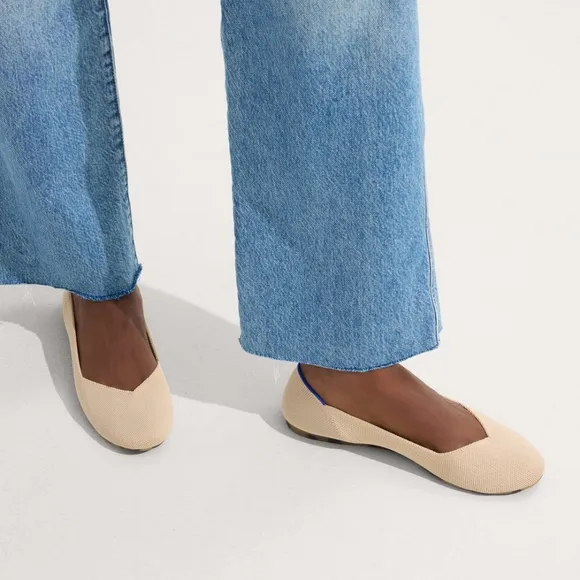 🌿 Rothy's The Flat In Ecru Beige Ballet Round Toe Slip On Women's Shoes