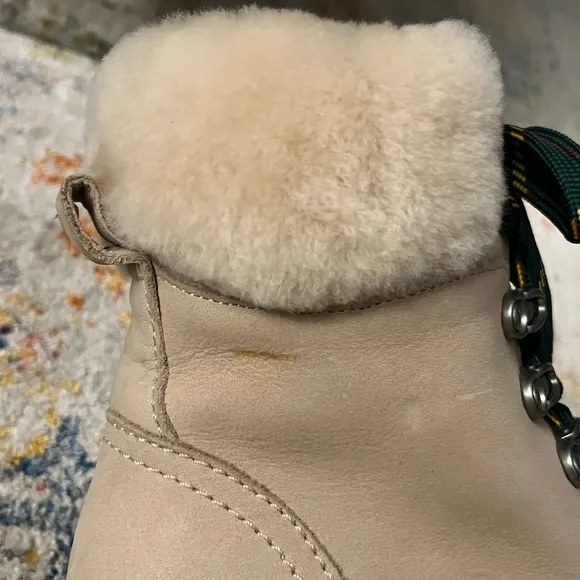 𝐅𝐑𝐘𝐄 Samantha Hiker Boot Suede Shearling Green Laces Size 5.5
