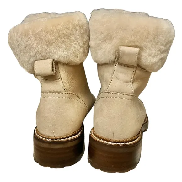 𝐅𝐑𝐘𝐄 Samantha Hiker Boot Suede Shearling Green Laces Size 5.5