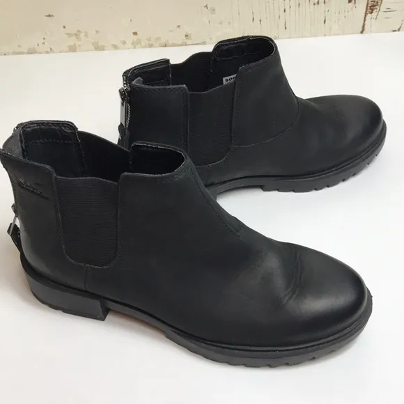 💙 Sorel Black Leather Ankle Boot