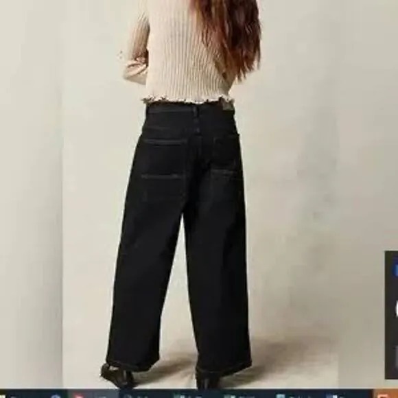 #260 NWT- FREE PEOPLE WE THE FREE Piper Mid-Rise Crop Wide-Leg Jeans Sz:33