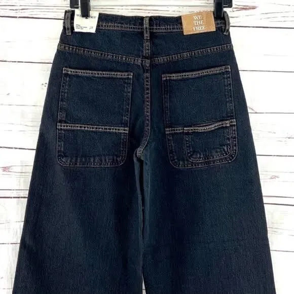 #260 NWT- FREE PEOPLE WE THE FREE Piper Mid-Rise Crop Wide-Leg Jeans Sz:33