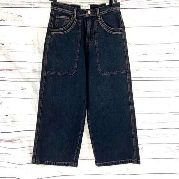 #260 NWT- FREE PEOPLE WE THE FREE Piper Mid-Rise Crop Wide-Leg Jeans Sz:33