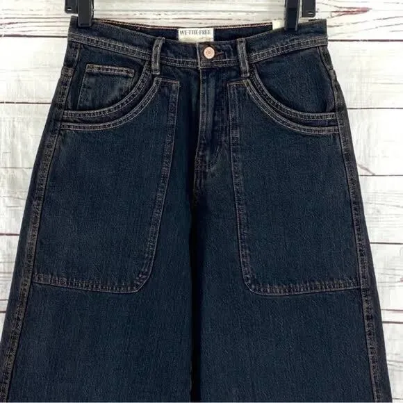 #260 NWT- FREE PEOPLE WE THE FREE Piper Mid-Rise Crop Wide-Leg Jeans Sz:33