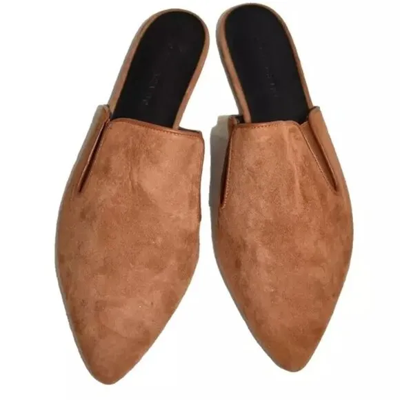 $440 JENNI KAYNE MULE SHOES POINTY SUEDE SADDLE BROWN GORES 36 (DB27)