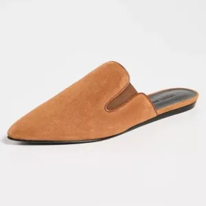 $440 JENNI KAYNE MULE SHOES POINTY SUEDE SADDLE BROWN GORES 36 (DB27)