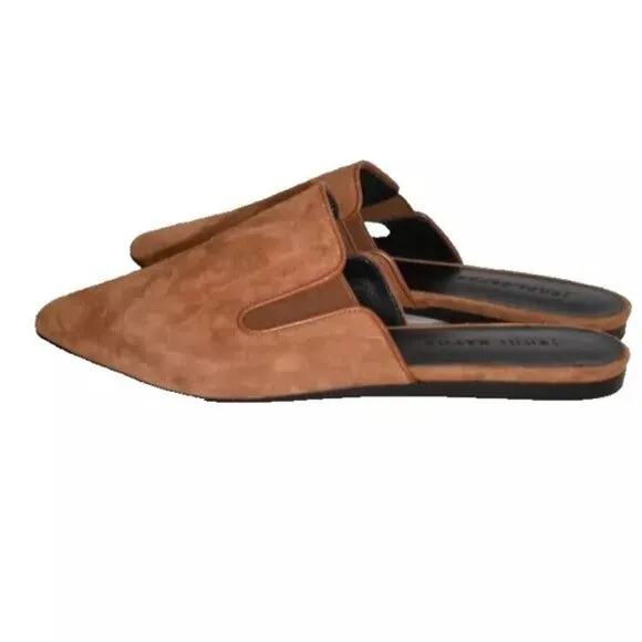 $440 JENNI KAYNE MULE SHOES POINTY SUEDE SADDLE BROWN GORES 36 (DB27)