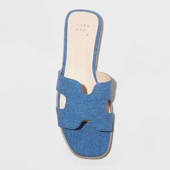 A New Day Nina Slide Sandals Target Blue Denim