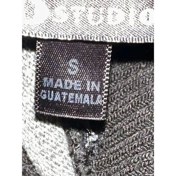 AB Studio Off Shoulder Chevron Stripe Alternating Gray Black Cowl Neck Sweater S
