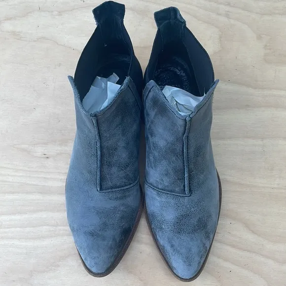 Acid Wash Look Distressed Leather Ankle Boots Made in Spain size 38