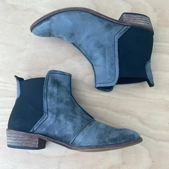 Acid Wash Look Distressed Leather Ankle Boots Made in Spain size 38