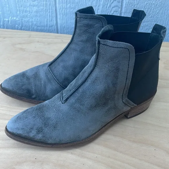 Acid Wash Look Distressed Leather Ankle Boots Made in Spain size 38