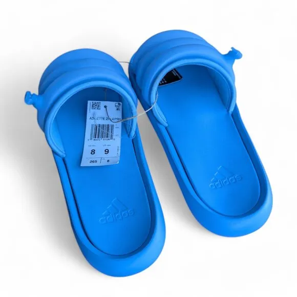 Adidas Adilette Pool Slides Blue Slip On Inflatable Tubing Flip Flops NWT