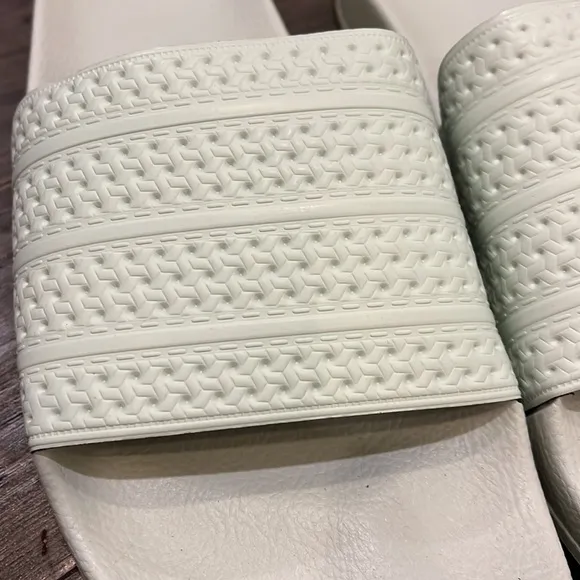 Adidas Adilette slides sandals flip flops Made in Italy BA7540 mens linen green