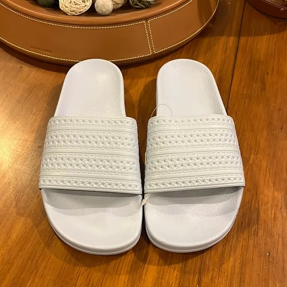 Adidas Adilette slides sandals new easy blue flip flops Italy BA7539 Mens Sz 10