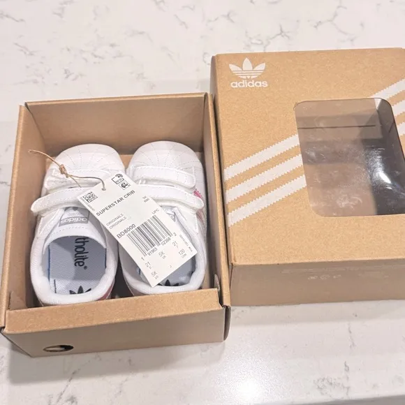 Adidas Originals Superstar White Metallic Kids Baby Superstar Sneaker shoes 5K