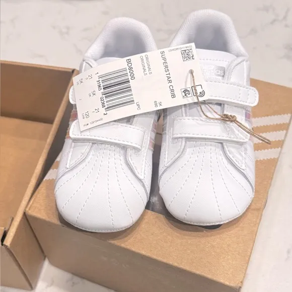 Adidas Originals Superstar White Metallic Kids Baby Superstar Sneaker shoes 5K