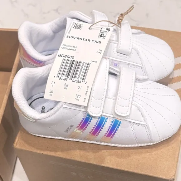Adidas Originals Superstar White Metallic Kids Baby Superstar Sneaker shoes 5K