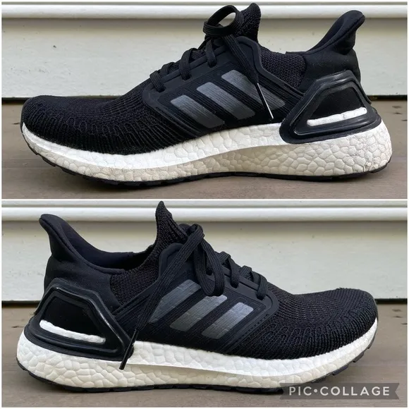 Adidas UltraBoost 2.0 Core Black and White knit running shoes size 6