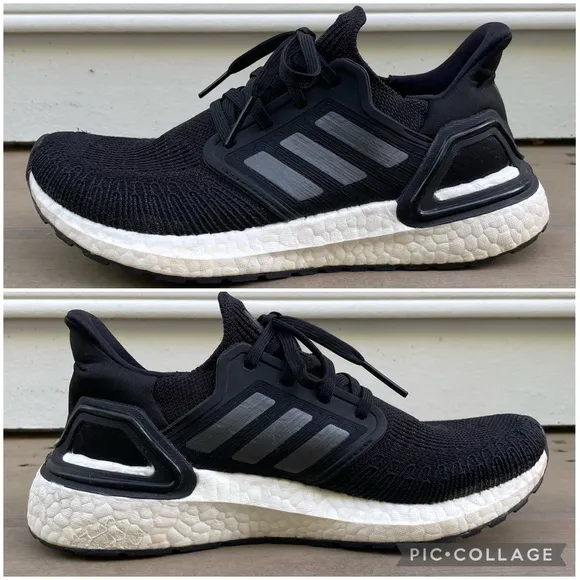 Adidas UltraBoost 2.0 Core Black and White knit running shoes size 6
