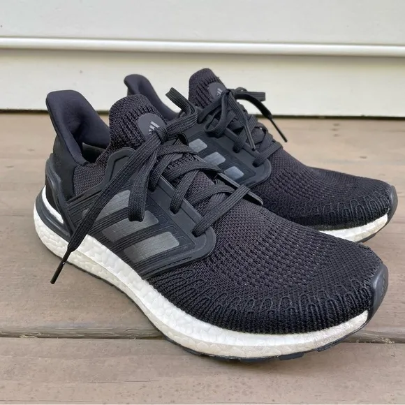 Adidas UltraBoost 2.0 Core Black and White knit running shoes size 6