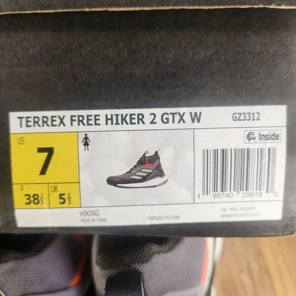 Adidas Terrex Free Hiker 2 GTX GZ3312 Women's 7 Gray Waterproof Hiking Shoes NEW