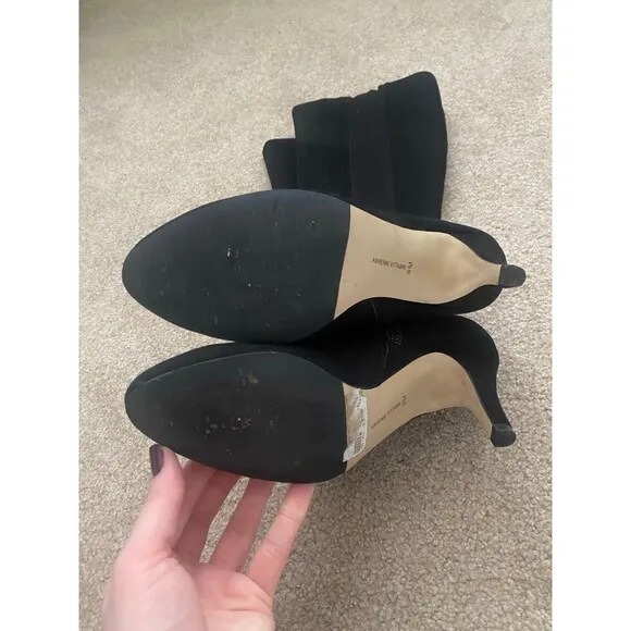 Adrienne Vittadini Theresa Tall Suede Black Heeled Boots Size 6 M EUC