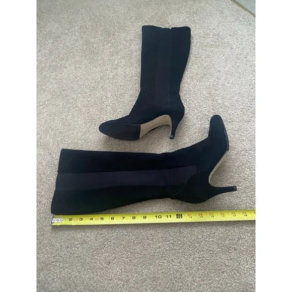 Adrienne Vittadini Theresa Tall Suede Black Heeled Boots Size 6 M EUC