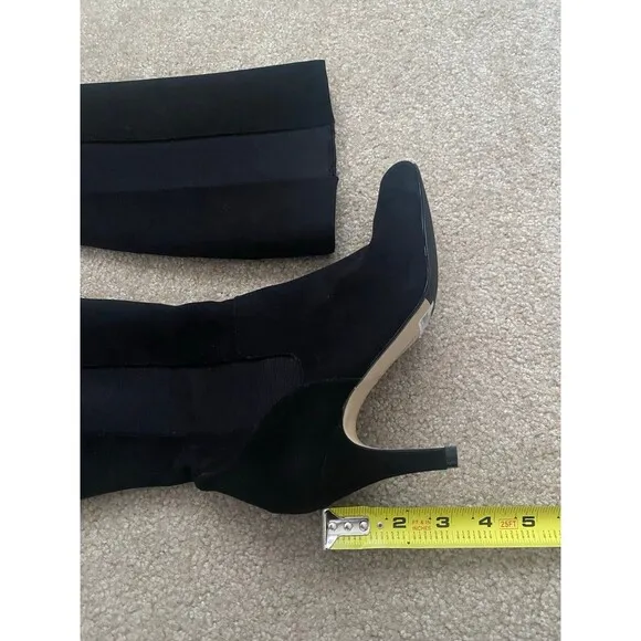Adrienne Vittadini Theresa Tall Suede Black Heeled Boots Size 6 M EUC