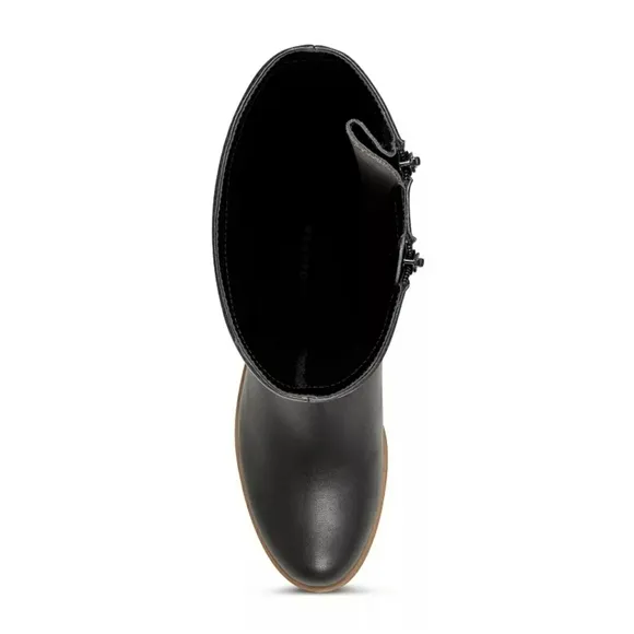 Aerosoles Boots Women's Black Binocular Faux Leather Tall Wedge Wide Calf Sz 6