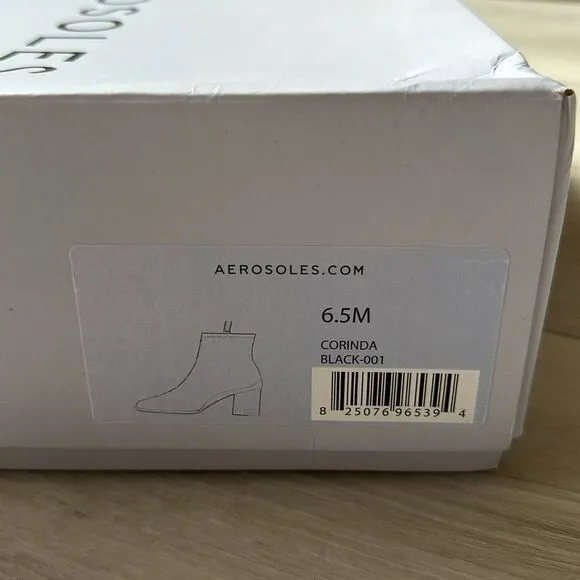 Aerosoles CORINDA Comfortable Heeled Ankle Boot Black Size 6.5 New in Box