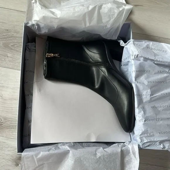 Aerosoles CORINDA Comfortable Heeled Ankle Boot Black Size 6.5 New in Box