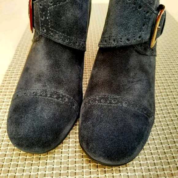 Aerosoles Monument Comfort Ankle Boots Blue Suede Leather Booties 6 Fall