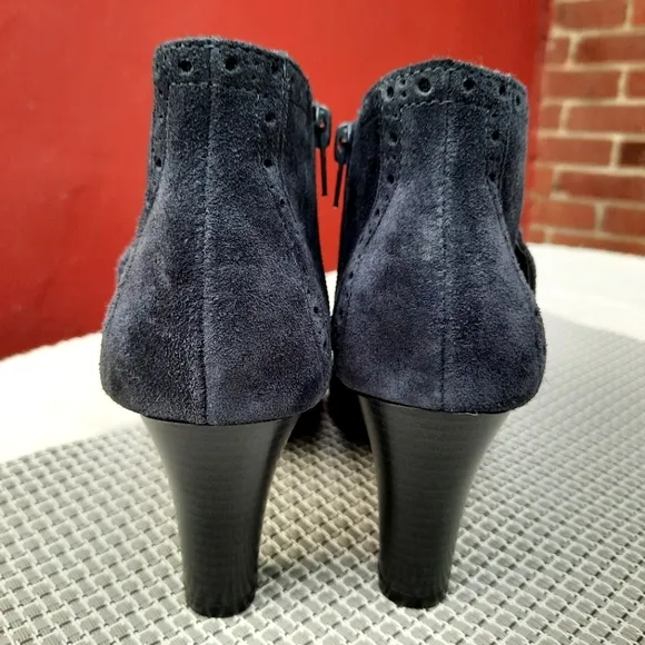 Aerosoles Monument Comfort Ankle Boots Blue Suede Leather Booties 6 Fall