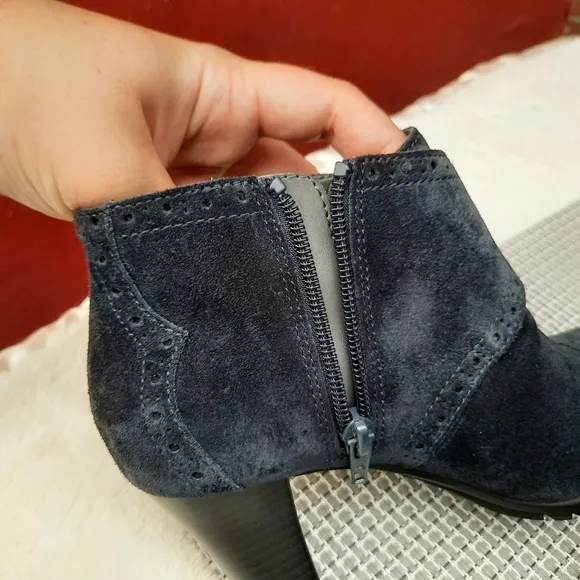 Aerosoles Monument Comfort Ankle Boots Blue Suede Leather Booties 6 Fall
