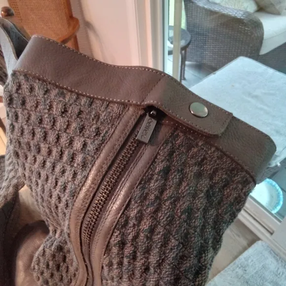 Aettrex Amber Gray Leather Knit Sweater Tweed Wedge Women's Boots Eur 40 (9-9.5)