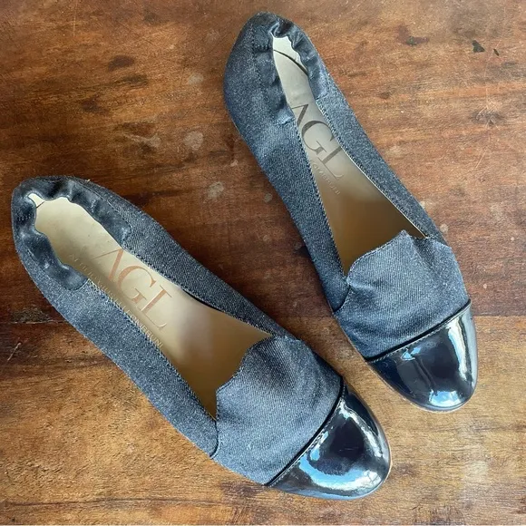 AGL Atilio Giusti Leombruini Denim and Patent Leather Loafers