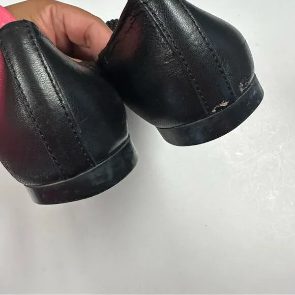 AGL Shoes Womens 38.5- US 8.5 Black Studded Cap Toe Leather Ballet Flats