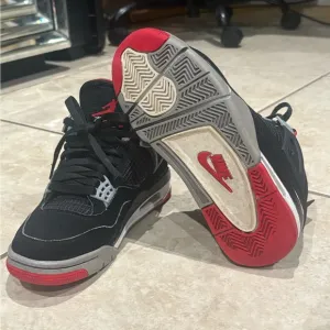 Air Jordan BREDS 4s Nike Men's Black and Red Sneakers