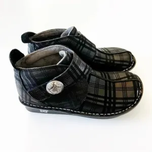 Alegria Caiti Plaid to Meet You Black Ankle Boot Size 36 EU Bootie Silver Button