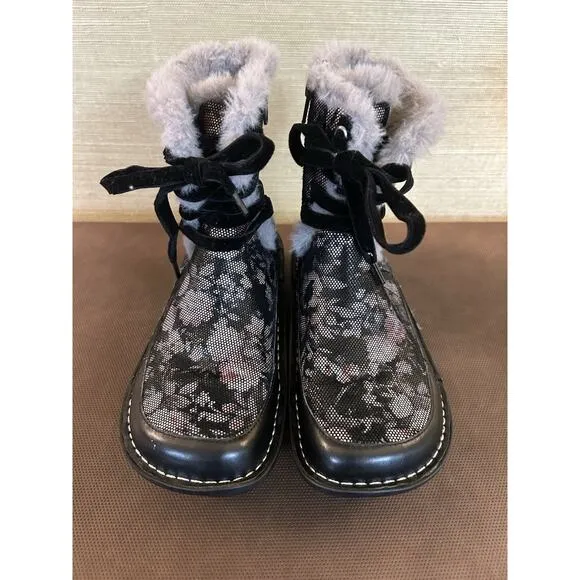 Alegria Twisp Dame Leather and Faux Fur Boots Size 5 Comfort