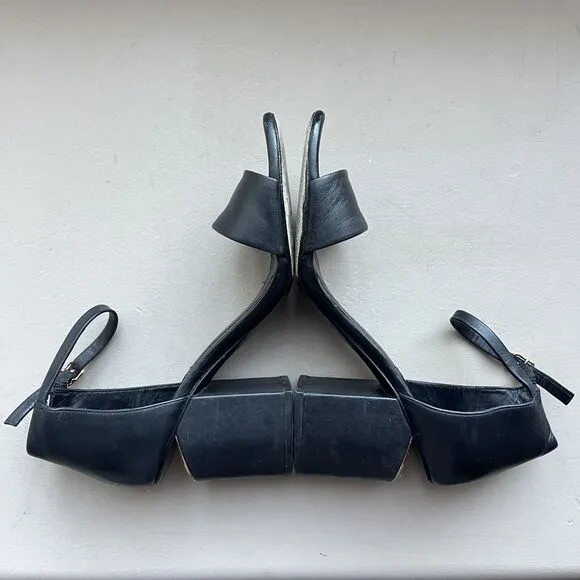 Alexander Wang Abby Black Leather Sandal Cut-Out Heel w/ Rose Gold Women EU 38.5