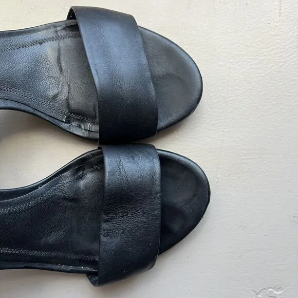 Alexander Wang Abby Black Leather Sandal Cut-Out Heel w/ Rose Gold Women EU 38.5