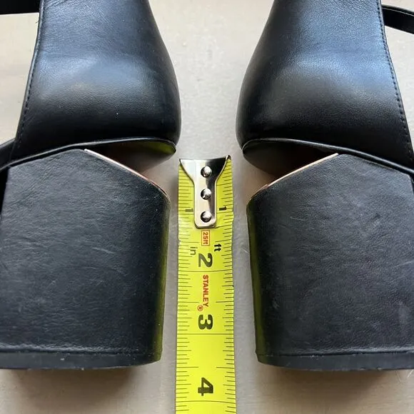 Alexander Wang Abby Black Leather Sandal Cut-Out Heel w/ Rose Gold Women EU 38.5